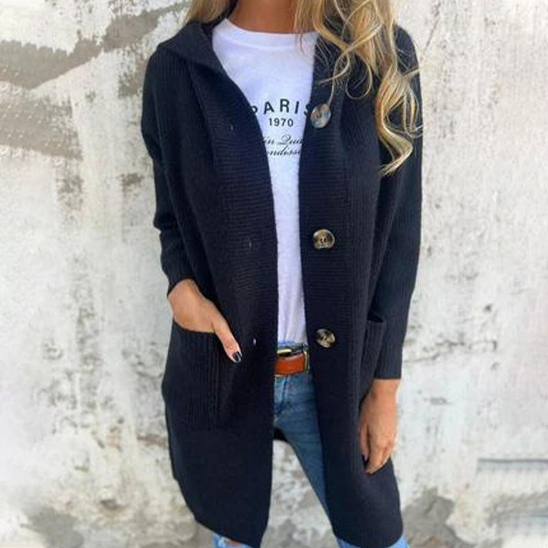 Cozy Hooded Button Cardigan