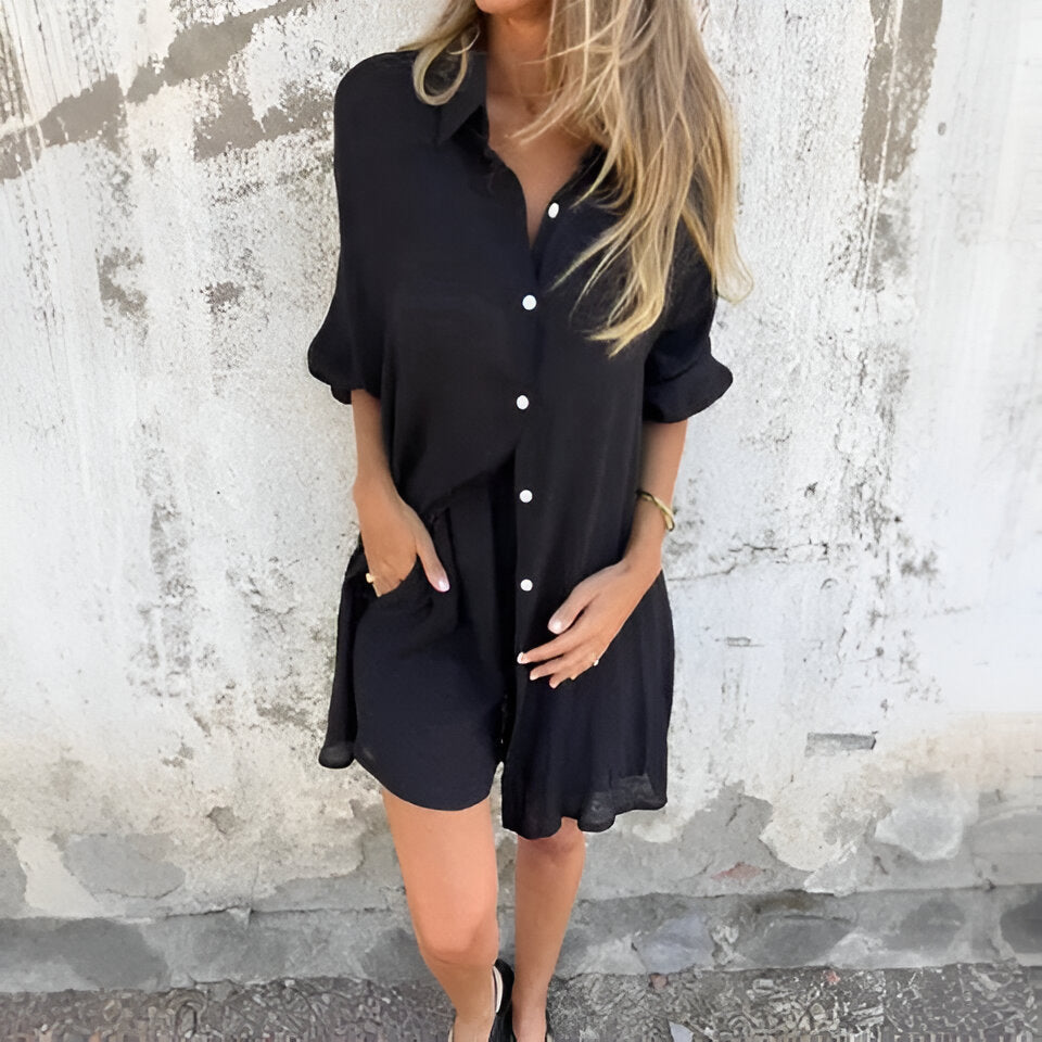 Chic Comfort Blouse & Shorts Set