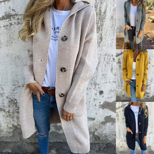 Cozy Hooded Button Cardigan